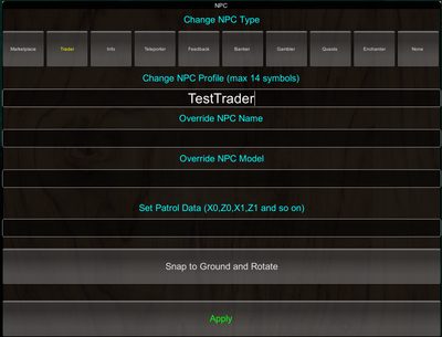 Assigning a Trader profile to an NPC