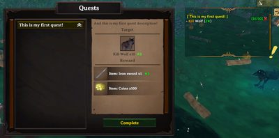 Turning in a completed quest