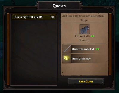 Quest shown at the NPC