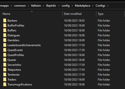 Configs subfolder listing
