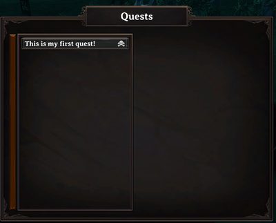 Quest journal after accepting a quest