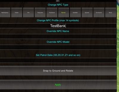 Assigning a Banker profile to an NPC