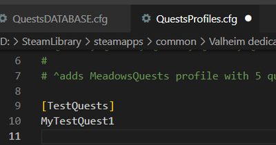Adding the quest to a profile